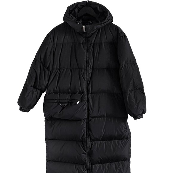Prada 2019 Black Re-Nylon Belted Down Jacket - Picture 2 of 12
